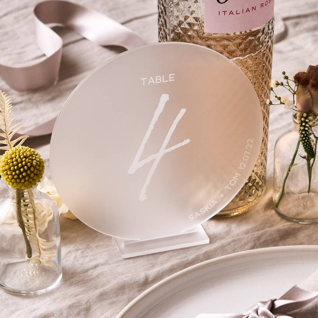 Personalised Frosted Circle Wedding Table Numbers