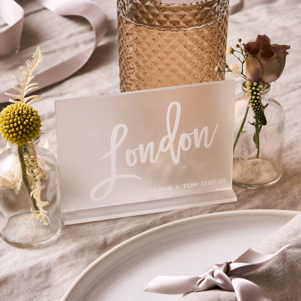 Personalised Frosted Wedding Table Names