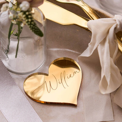 Personalised Gold Heart Wedding Place Setting