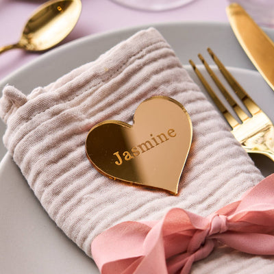 Personalised Gold Heart Wedding Place Setting