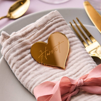 Personalised Gold Heart Wedding Place Setting