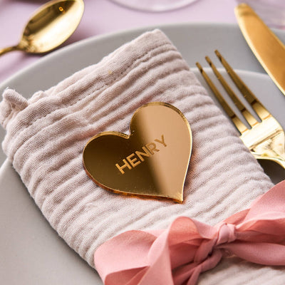 Personalised Gold Heart Wedding Place Setting