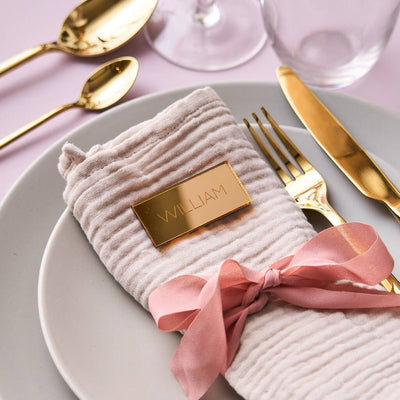 Personalised Mirror Gold Wedding Place Setting