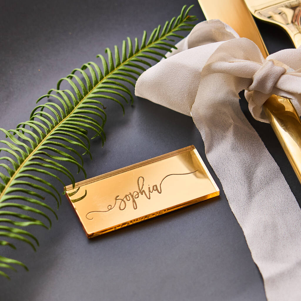 Personalised Mirror Gold Wedding Place Setting
