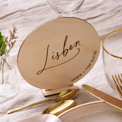 Personalised Wooden Circle Wedding Table Name