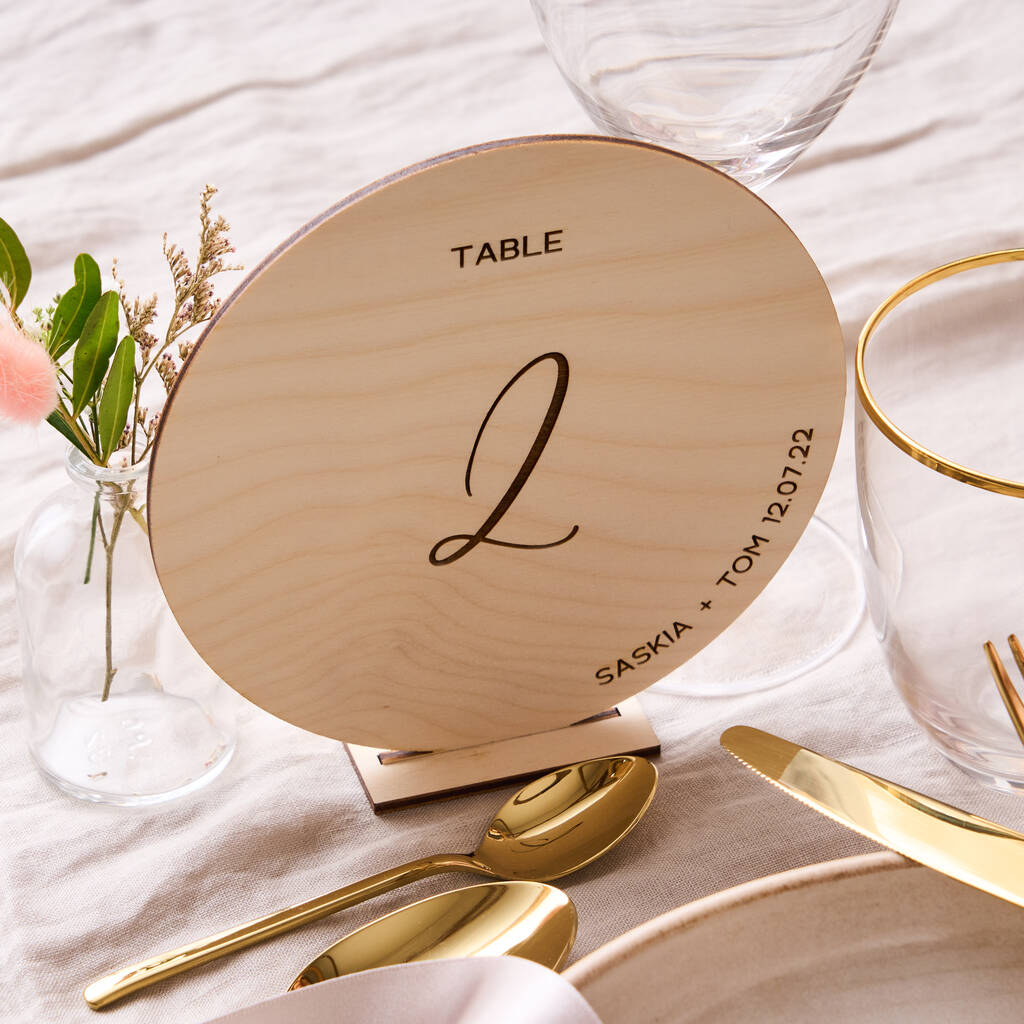 Personalised Wooden Circle Wedding Table Number