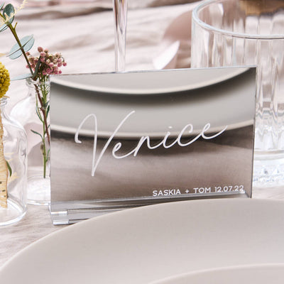 Silver Mirror Wedding Table Names