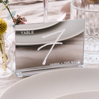 Personalised Silver Mirror Wedding Table Numbers